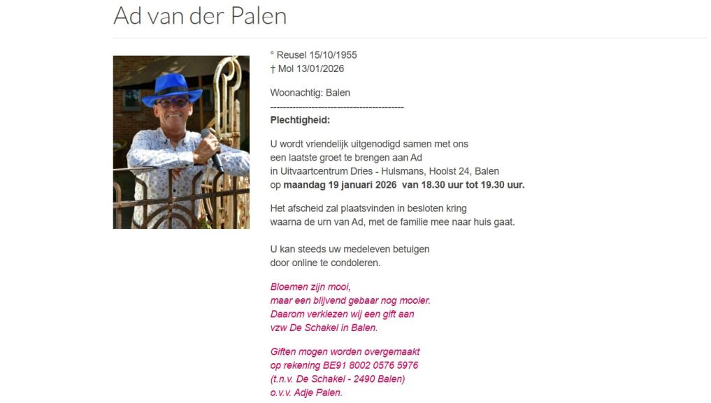 Adje Palen overleden